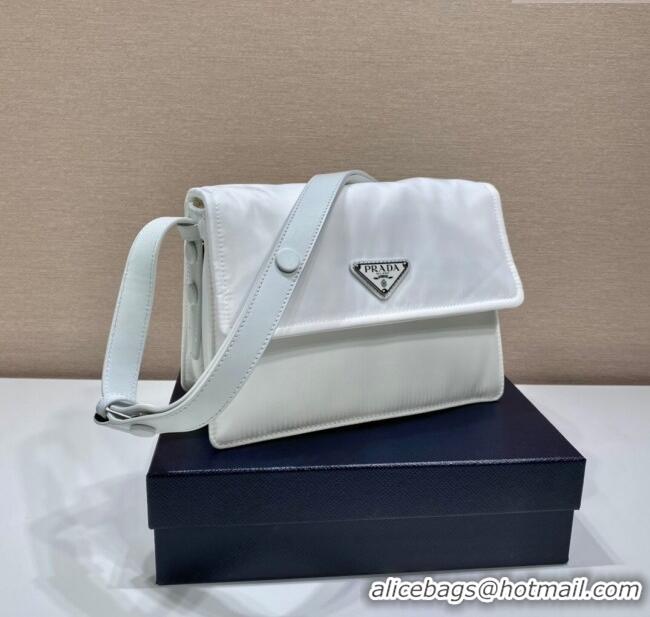 Trendy Design Prada Traveller small padded Re-Nylon shoulder bag 1BD313 White 2025