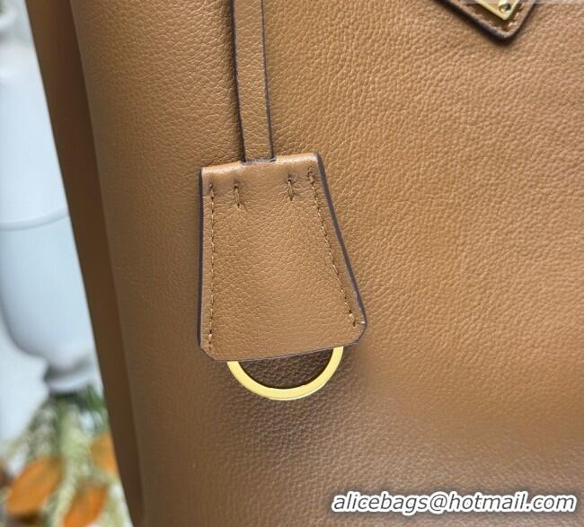 Buy New Cheap Prada Medium leather bucket bag 1BE080 Caramel Brown 2025