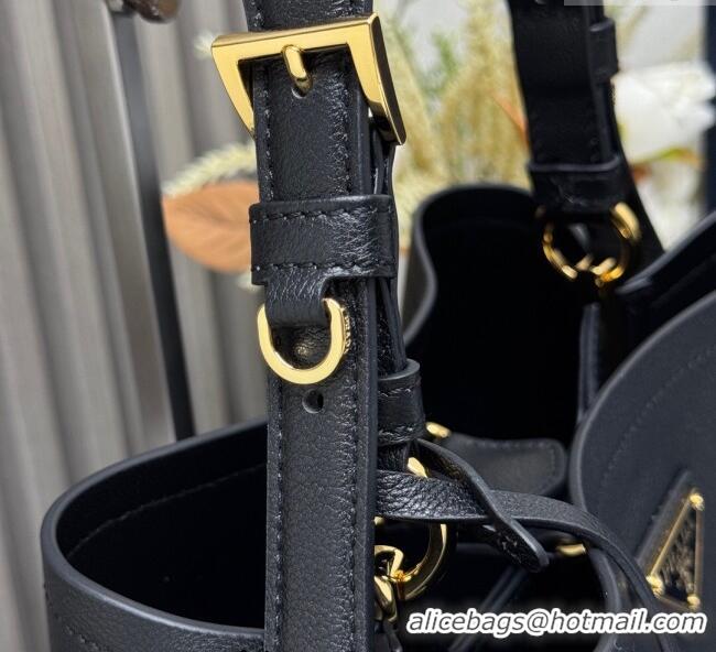 Best Quality Prada Medium leather bucket bag 1BE080 Black 2025
