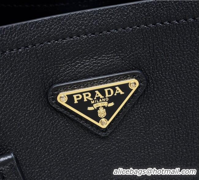 Best Quality Prada Medium leather bucket bag 1BE080 Black 2025