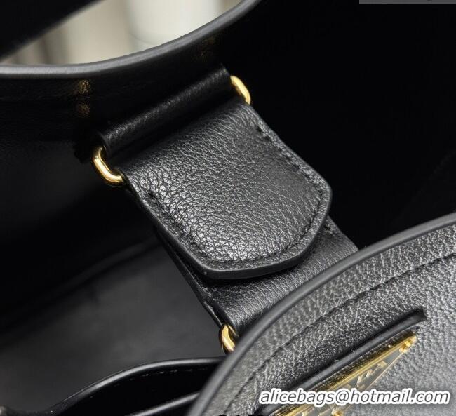 Best Quality Prada Medium leather bucket bag 1BE080 Black 2025