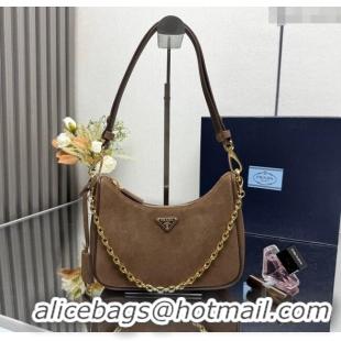 Good Product Prada Re-Edition suede mini-bag 1BC204 Cinnamon Brown 2025