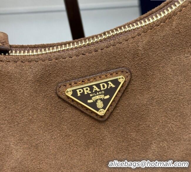 Good Product Prada Re-Edition suede mini-bag 1BC204 Cinnamon Brown 2025