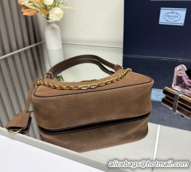 Good Product Prada Re-Edition suede mini-bag 1BC204 Cinnamon Brown 2025