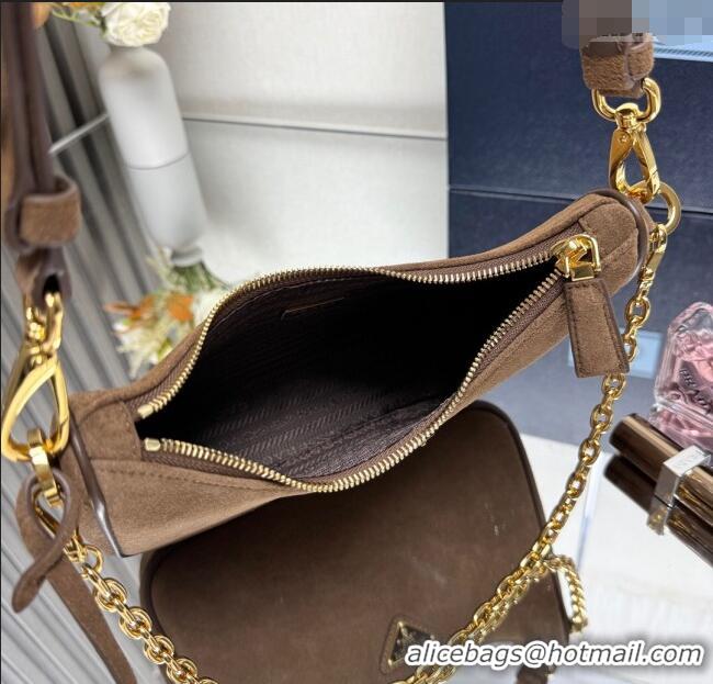 Good Product Prada Re-Edition suede mini-bag 1BC204 Cinnamon Brown 2025