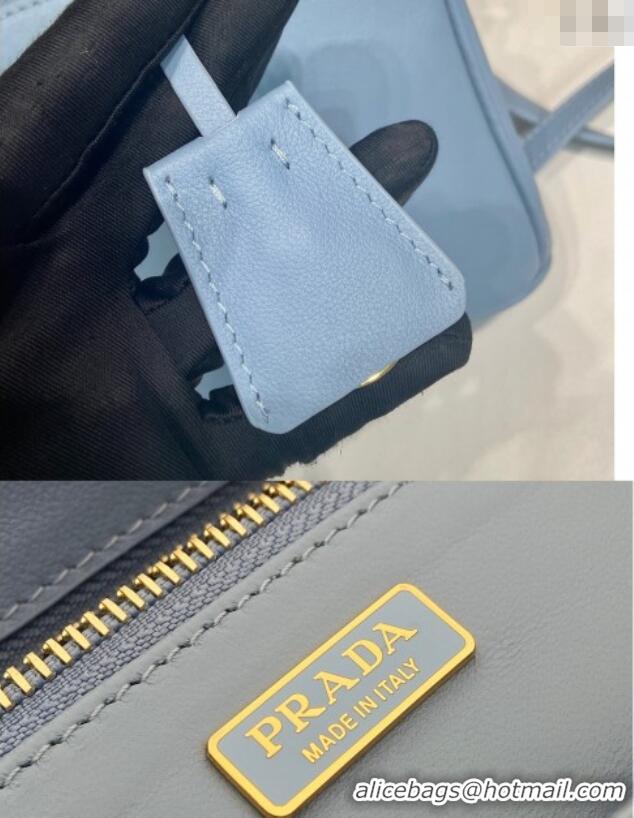 Spot Bulk Prada leather shoulder bag 1BA457 Blue 2025