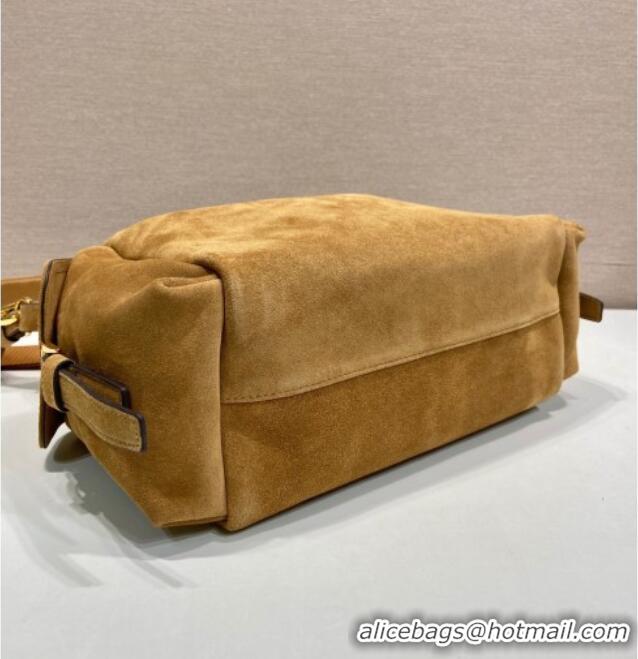 Grade Quality Prada Explore large suede shoulder bag 1BC264 Brown 2025