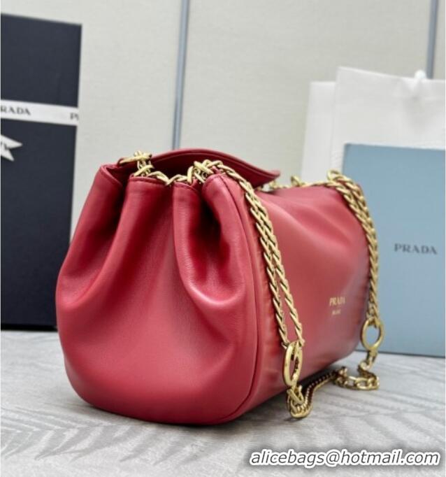 Luxury Cheap Prada Tumulte small nappa leather bag 1BD395 Red 2025