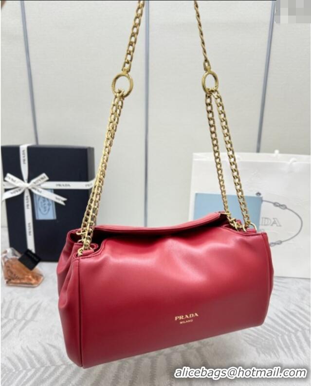 Luxury Cheap Prada Tumulte small nappa leather bag 1BD395 Red 2025