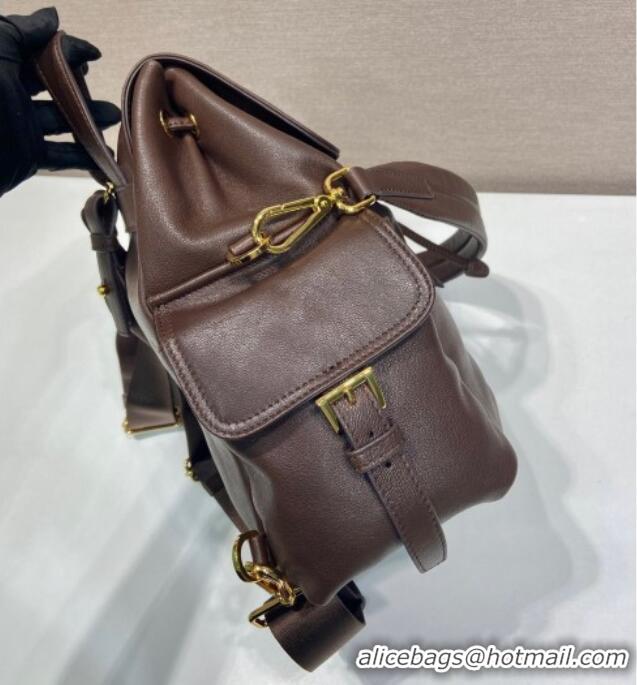 New Product Prada Explore medium nappa leather backpack bag 1BZ080 Sienna Brown 2025