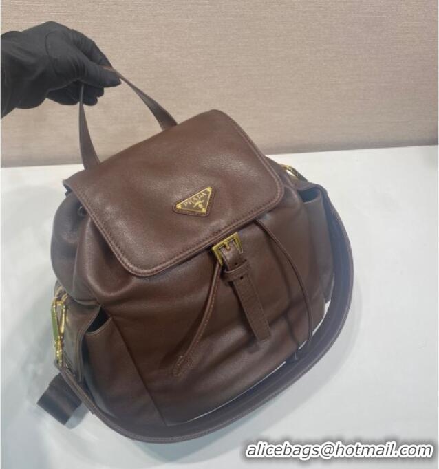 New Product Prada Explore medium nappa leather backpack bag 1BZ080 Sienna Brown 2025
