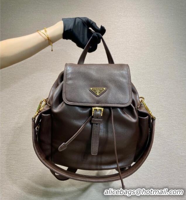 New Product Prada Explore medium nappa leather backpack bag 1BZ080 Sienna Brown 2025