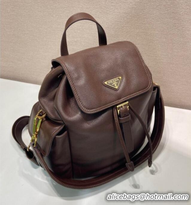 New Product Prada Explore medium nappa leather backpack bag 1BZ080 Sienna Brown 2025