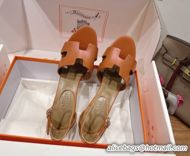 Unique Style Hermes Legend Wedge Sandals 7cm in Calfskin Leather Brown 0820126