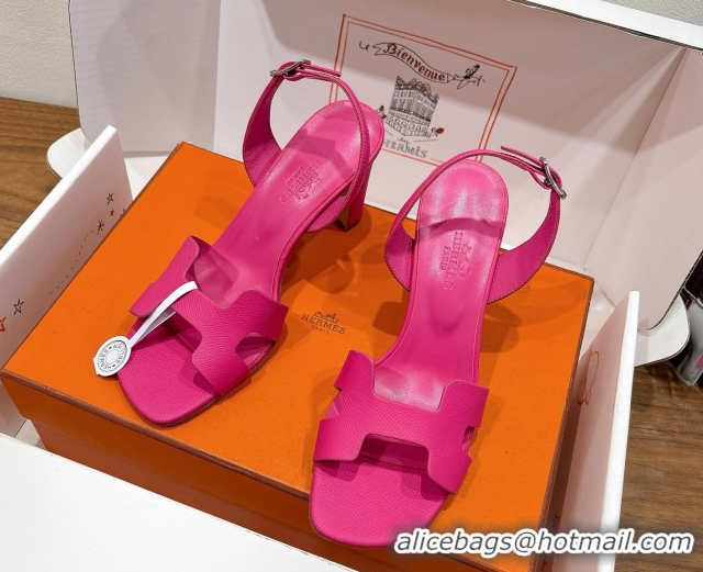 Trendy Design Hermes Eremite Heel Sandals 8cm in Grained Leather Dark Pink H02275 0820141