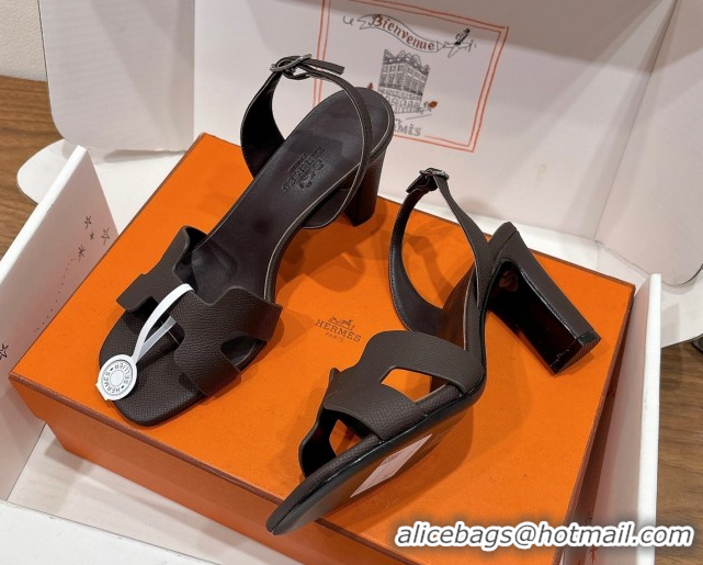 Cute Hermes Eremite Heel Sandals 8cm in Grained Leather Fondant H02275 0820149