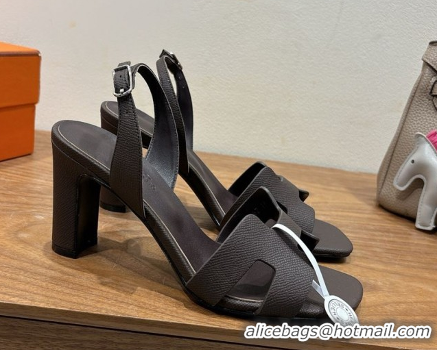 Cute Hermes Eremite Heel Sandals 8cm in Grained Leather Fondant H02275 0820149