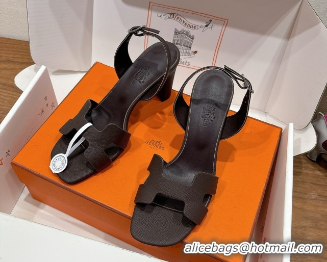 Cute Hermes Eremite Heel Sandals 8cm in Grained Leather Fondant H02275 0820149
