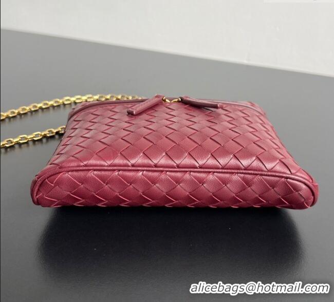 Trendy Design Bottega Veneta Small Soft Vanity Bag in Intrecciato Leather 843800 Barolo Red 2025