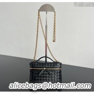 Buy Discount Bottega Veneta Small Soft Vanity Bag in Intrecciato Leather 843800 Black 2025