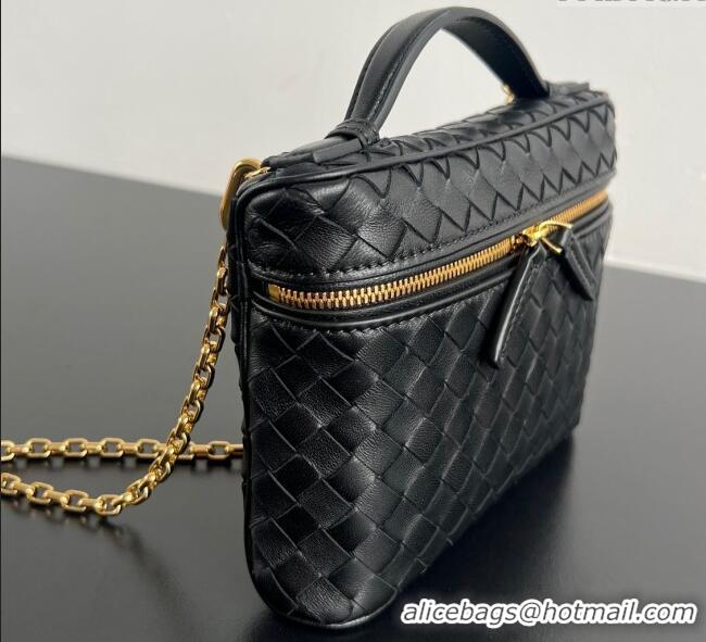Buy Discount Bottega Veneta Small Soft Vanity Bag in Intrecciato Leather 843800 Black 2025