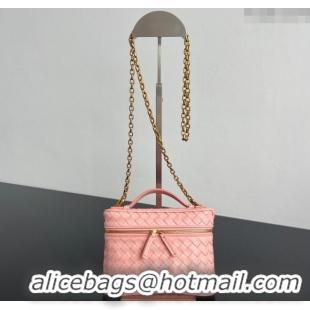 Best Price Bottega Veneta Small Soft Vanity Bag in Intrecciato Leather 843800 Rose Pink 2025