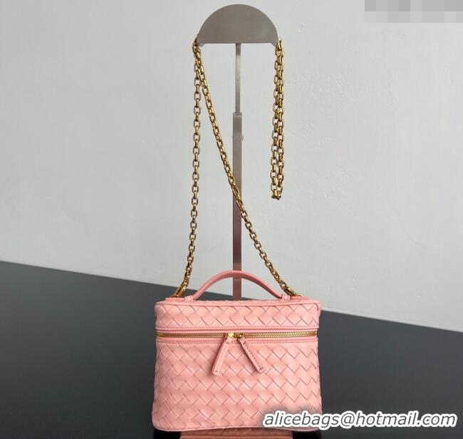 Best Price Bottega Veneta Small Soft Vanity Bag in Intrecciato Leather 843800 Rose Pink 2025