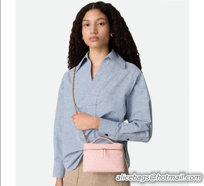 Best Price Bottega Veneta Small Soft Vanity Bag in Intrecciato Leather 843800 Rose Pink 2025