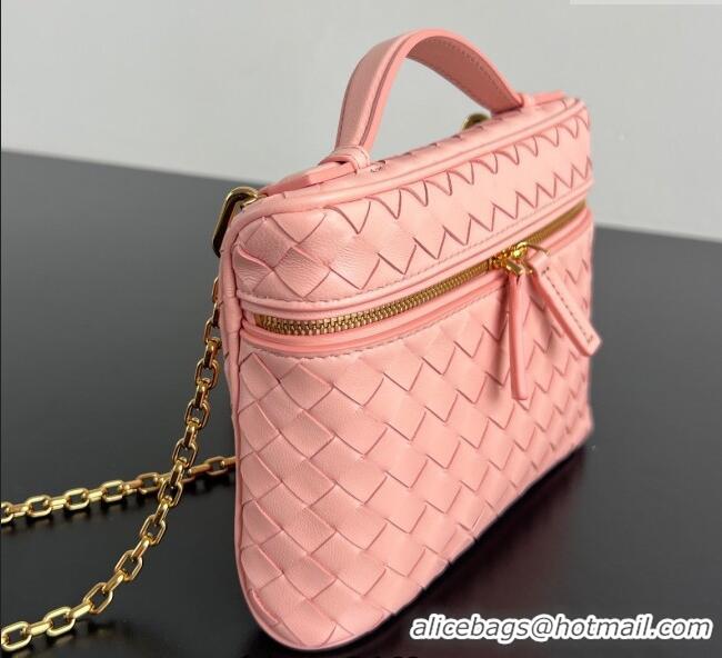 Best Price Bottega Veneta Small Soft Vanity Bag in Intrecciato Leather 843800 Rose Pink 2025