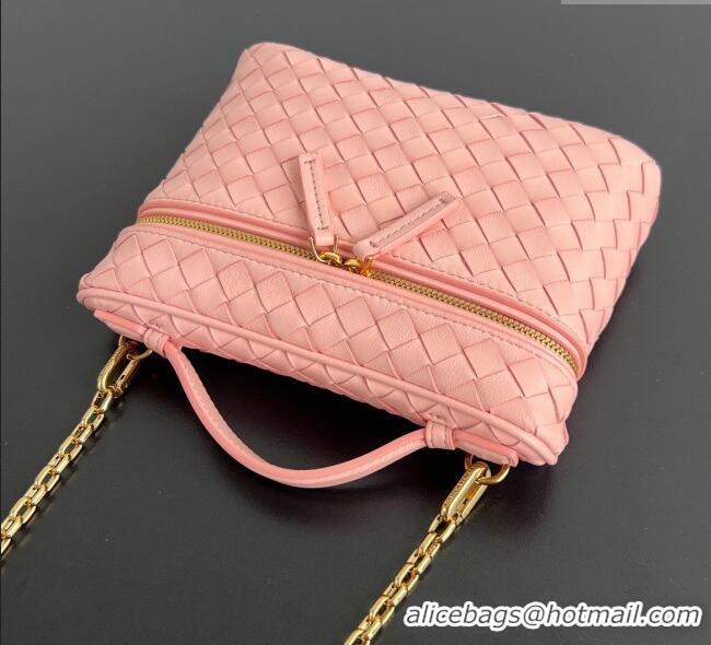 Best Price Bottega Veneta Small Soft Vanity Bag in Intrecciato Leather 843800 Rose Pink 2025