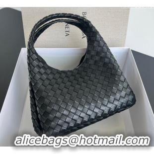 Discount Bottega Veneta Campana Shoulder Bag in Intrecciato Leather 844249 Black 2025
