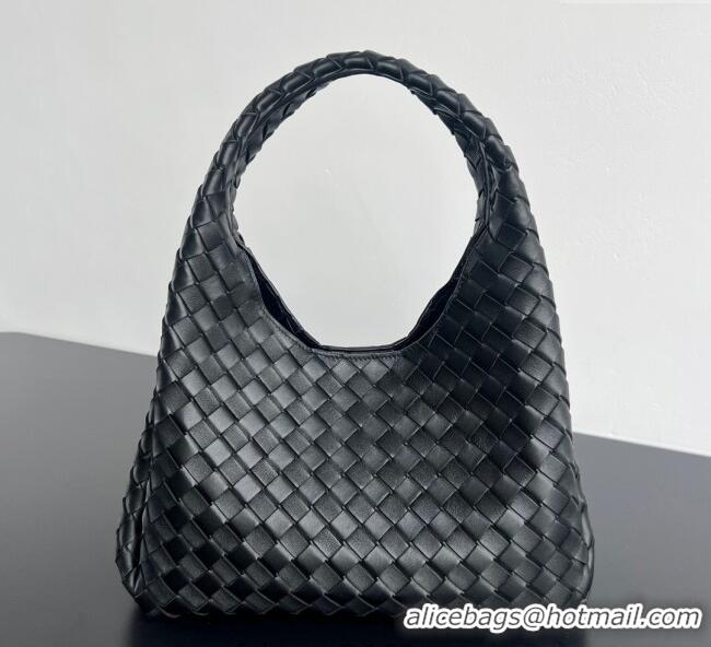 Discount Bottega Veneta Campana Shoulder Bag in Intrecciato Leather 844249 Black 2025