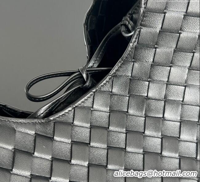 Discount Bottega Veneta Campana Shoulder Bag in Intrecciato Leather 844249 Black 2025