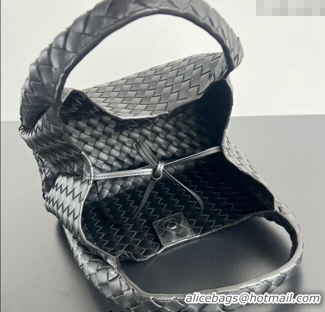 Discount Bottega Veneta Campana Shoulder Bag in Intrecciato Leather 844249 Black 2025