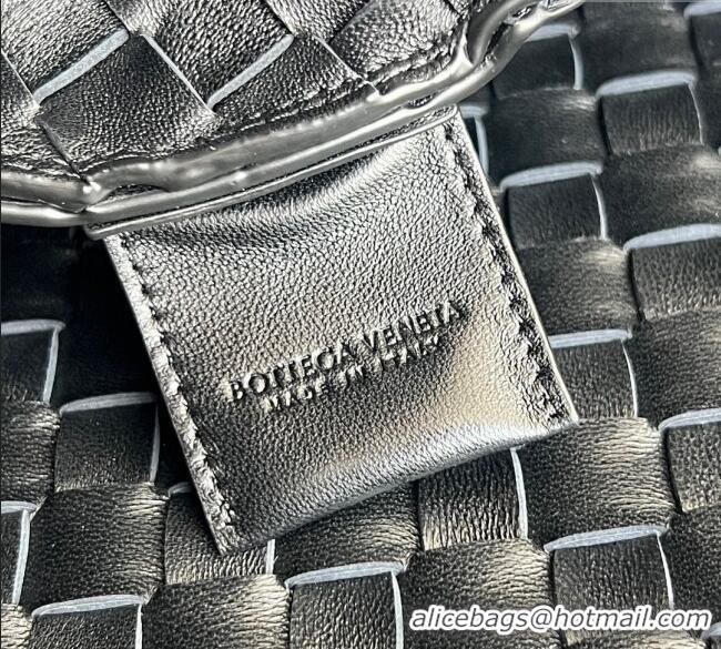Top Grade Bottega Veneta Large Campana Shoulder Bag in Intrecciato Leather 844250 Black 2025