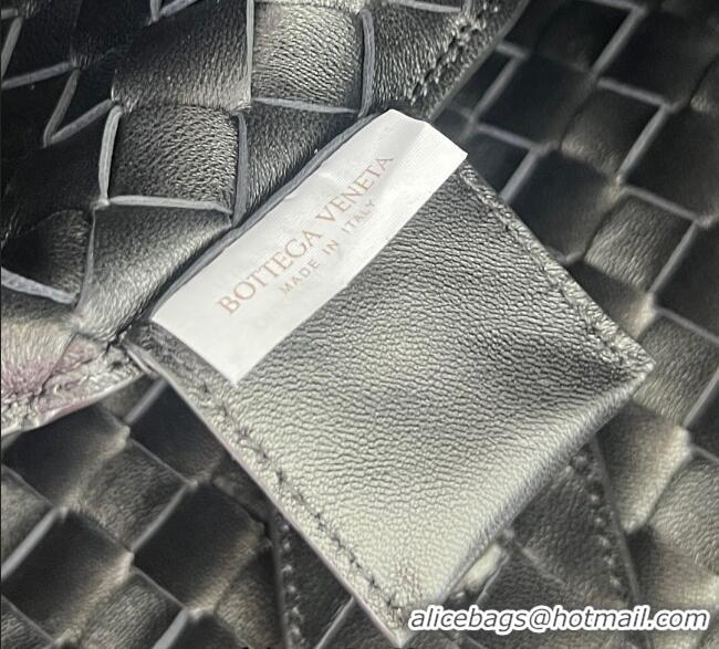 Top Grade Bottega Veneta Large Campana Shoulder Bag in Intrecciato Leather 844250 Black 2025