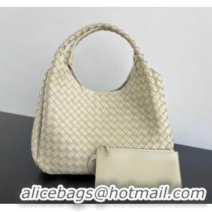 Top Design Bottega Veneta Large Campana Shoulder Bag in Intrecciato Leather 844250 Sea Salt 2025
