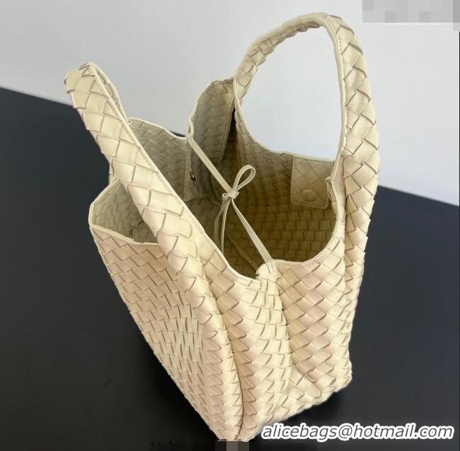 Top Design Bottega Veneta Large Campana Shoulder Bag in Intrecciato Leather 844250 Sea Salt 2025