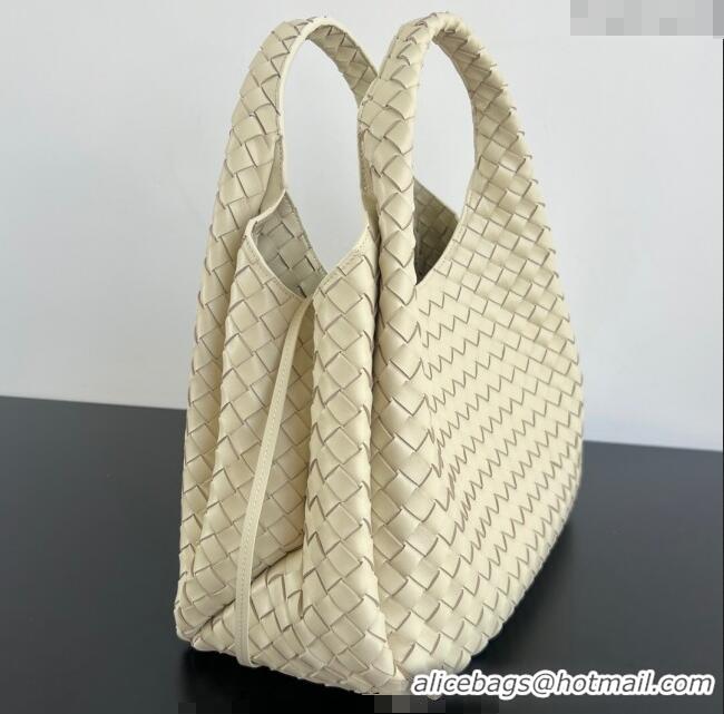 Top Design Bottega Veneta Large Campana Shoulder Bag in Intrecciato Leather 844250 Sea Salt 2025