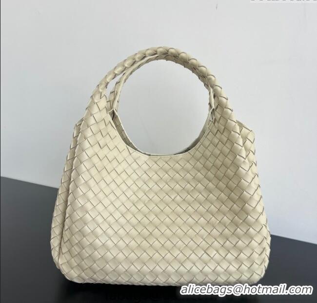 Top Design Bottega Veneta Large Campana Shoulder Bag in Intrecciato Leather 844250 Sea Salt 2025
