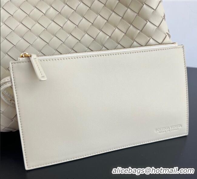 Top Design Bottega Veneta Large Campana Shoulder Bag in Intrecciato Leather 844250 Sea Salt 2025