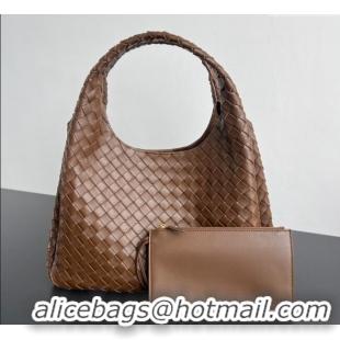 Affordable Price Bottega Veneta Large Campana Shoulder Bag in Intrecciato Leather 844250 Nocciola Brown 2025