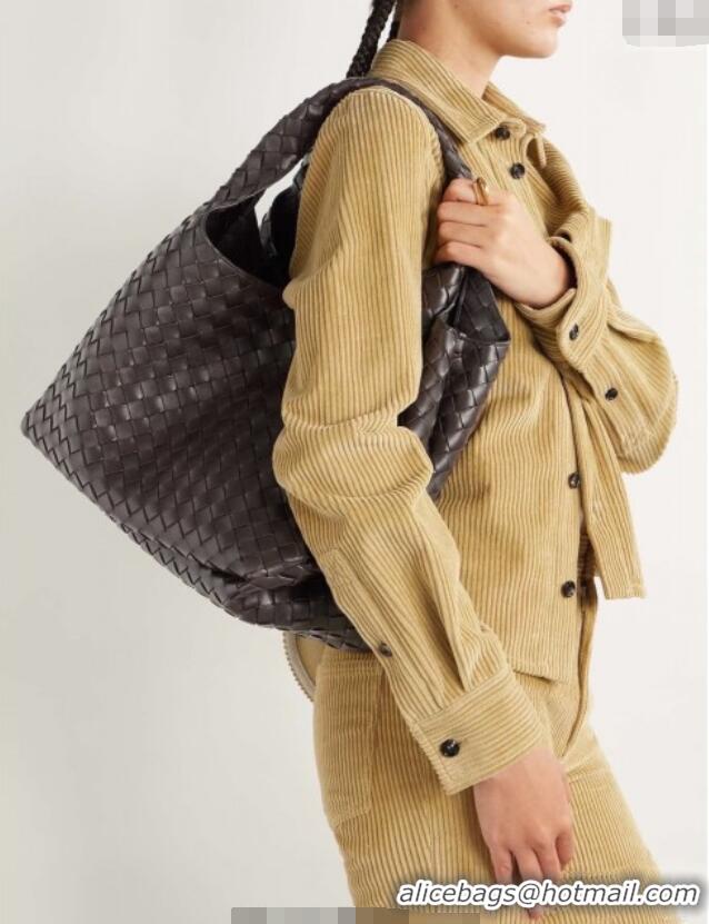 Affordable Price Bottega Veneta Large Campana Shoulder Bag in Intrecciato Leather 844250 Nocciola Brown 2025