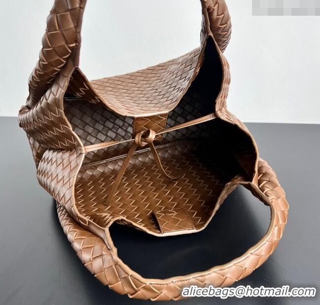Affordable Price Bottega Veneta Large Campana Shoulder Bag in Intrecciato Leather 844250 Nocciola Brown 2025