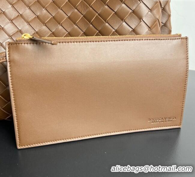 Affordable Price Bottega Veneta Large Campana Shoulder Bag in Intrecciato Leather 844250 Nocciola Brown 2025