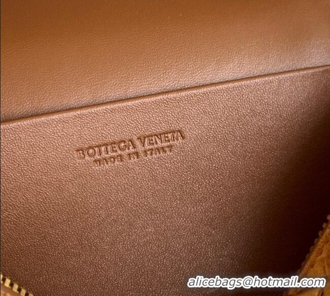 Luxury Cheap Bottega Veneta Bang Bang Vanity Case in Intrecciato Suede 789109 Amber Brown 2025