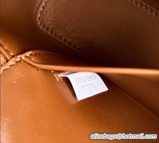 Luxury Cheap Bottega Veneta Bang Bang Vanity Case in Intrecciato Suede 789109 Amber Brown 2025