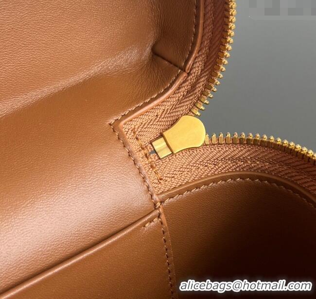 Luxury Cheap Bottega Veneta Bang Bang Vanity Case in Intrecciato Suede 789109 Amber Brown 2025