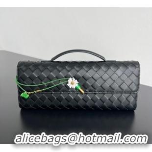 Good Product Bottega Veneta Andiamo Daisy Long Clutch Bag in Intrecciato Leather 836810 Black 2025