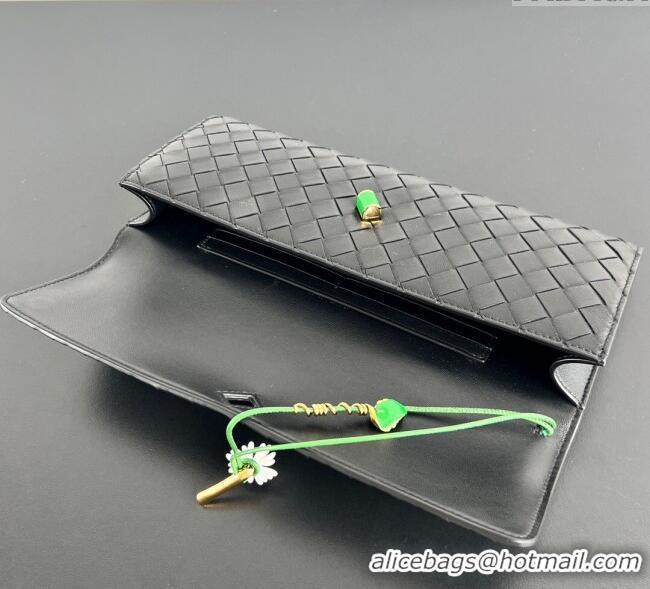 Good Product Bottega Veneta Andiamo Daisy Long Clutch Bag in Intrecciato Leather 836810 Black 2025